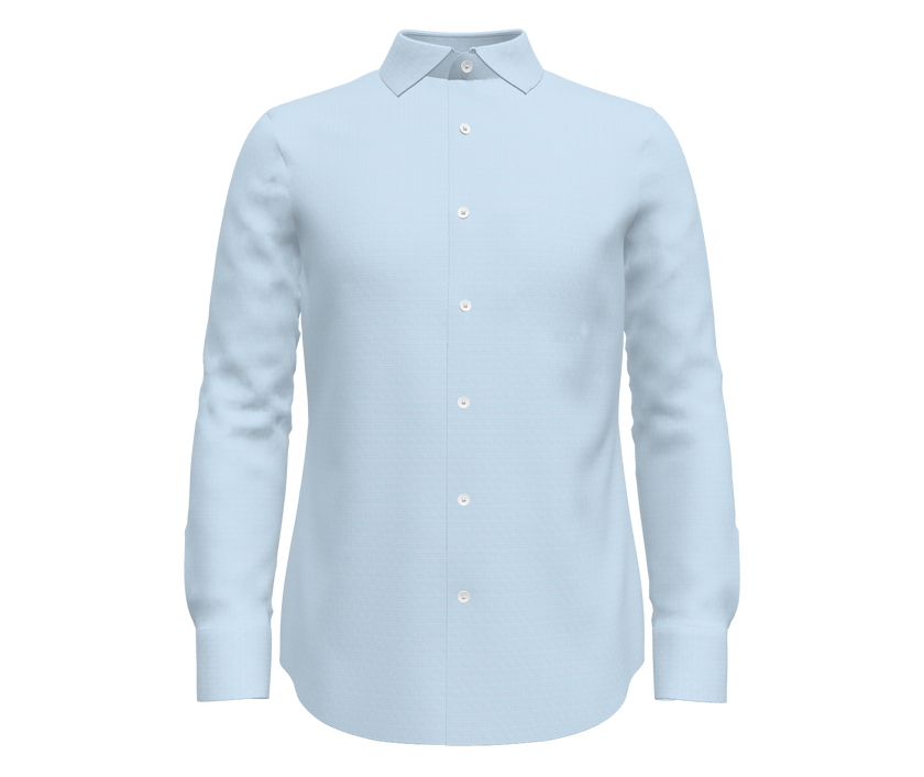 Light Blue and White Houndstooth Self Texture Shirt