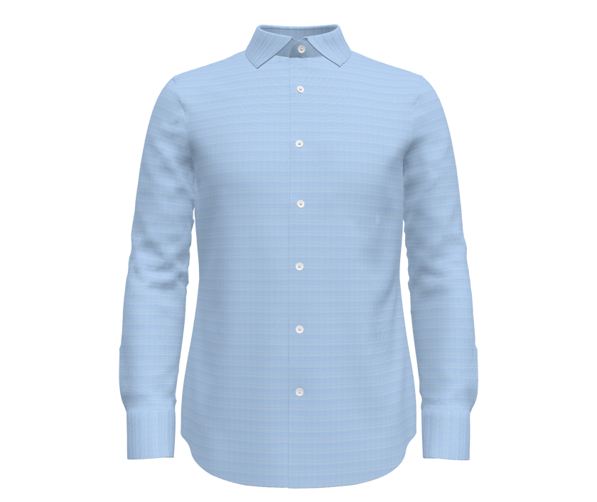 Blue and White Houndstooth Self Texture Shirt