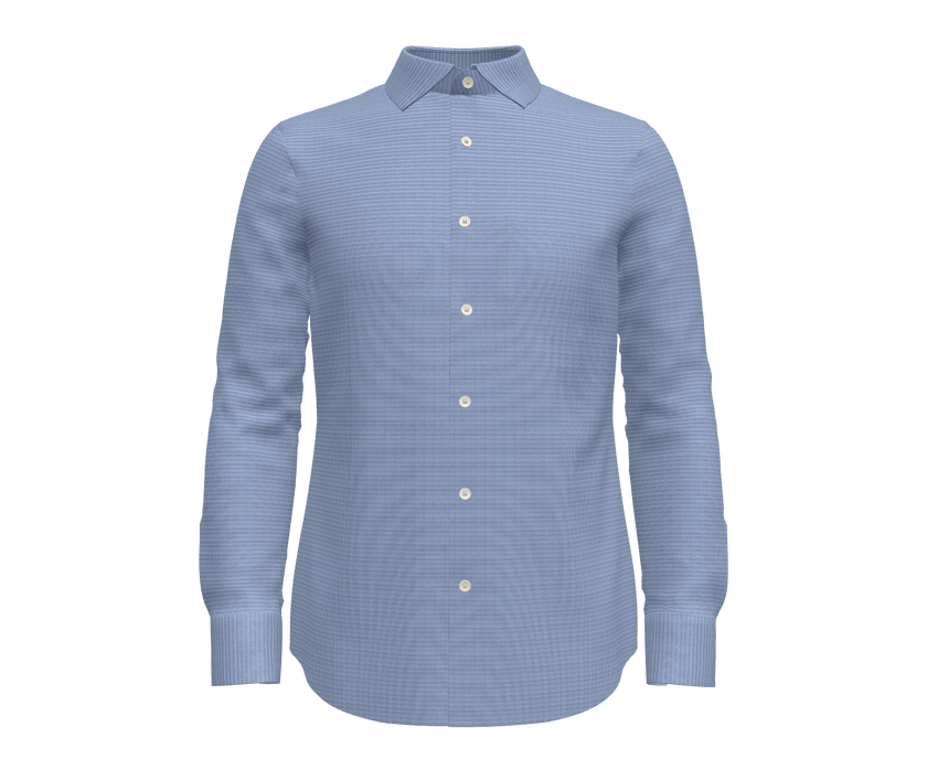 Navy and White Houndstooth Self Texture Shirt