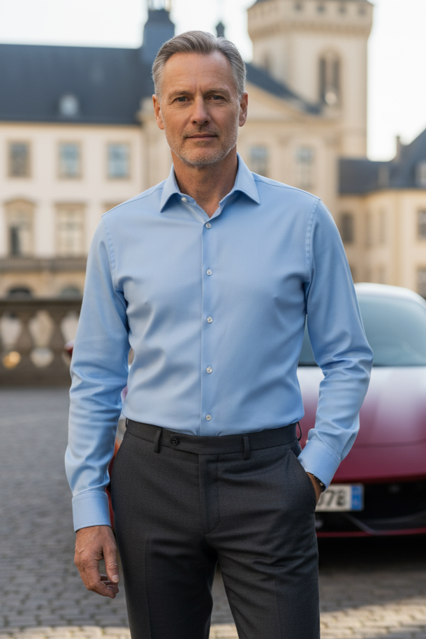 Light Blue Herringbone Shirt