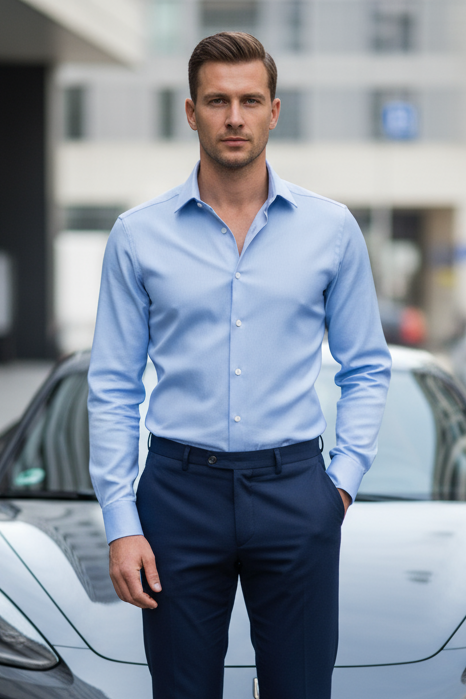 Blue Herringbone Shirt
