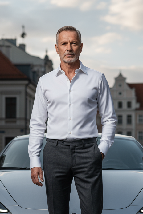 White Herringbone Shirt