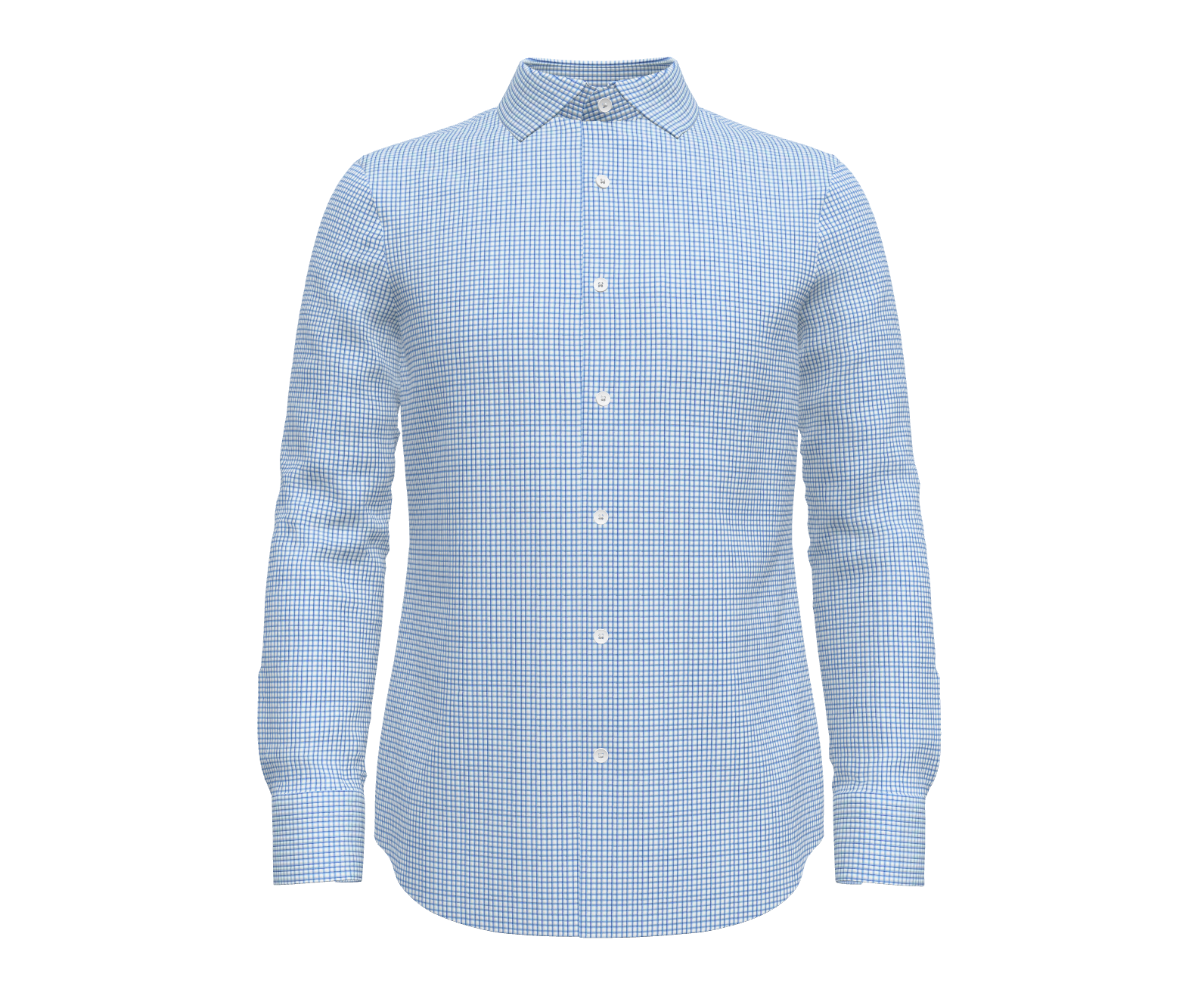 Blue and White Check Shirt
