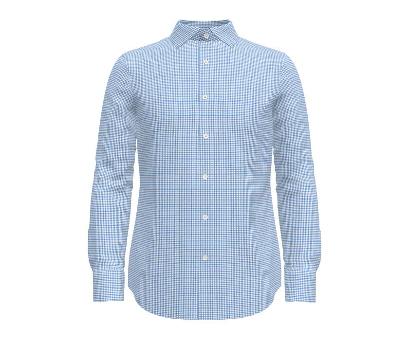 Blue and White Check Shirt
