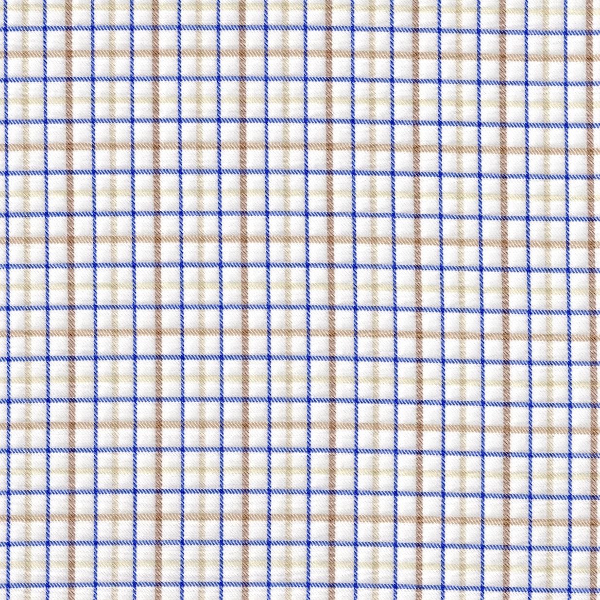 Brown and Blue Stripes in White Check Shirt