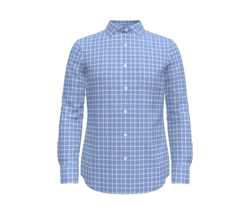 Blue and White Plaid Shirt