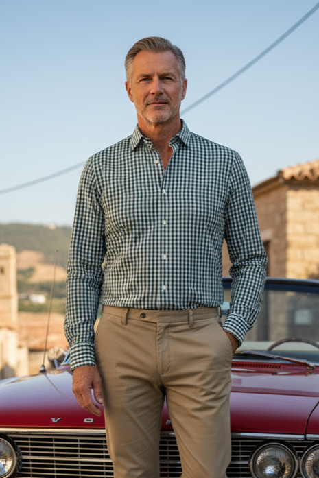 Teal and Grey Plaid Shirt