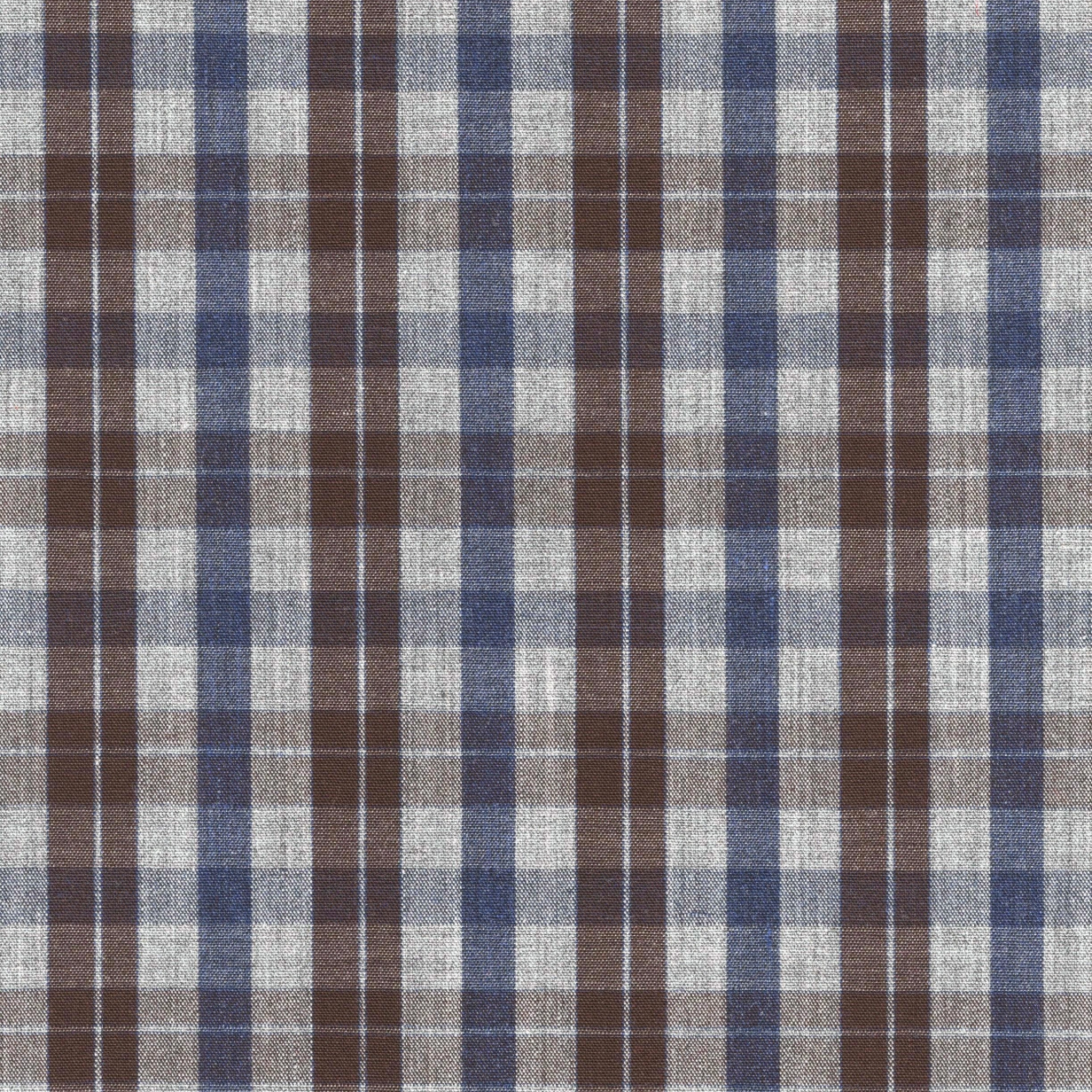 Brown, Navy and Grey Plaid Shirt