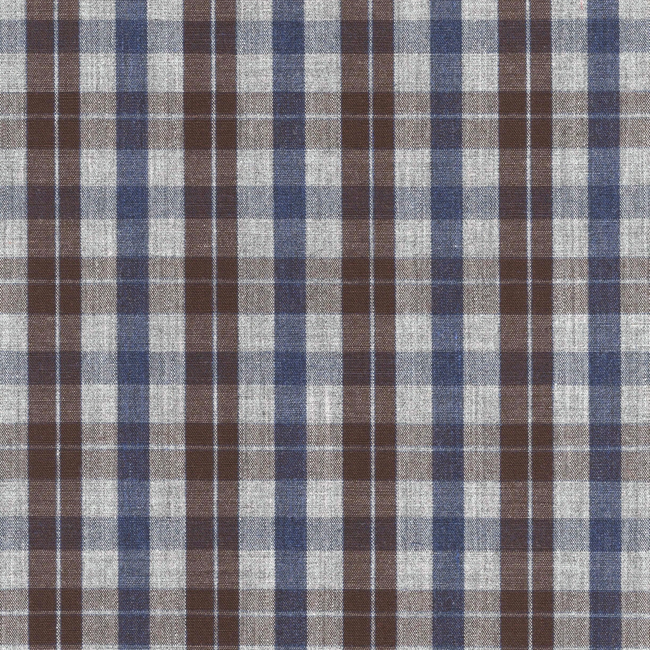 Brown, Navy and Grey Plaid Shirt