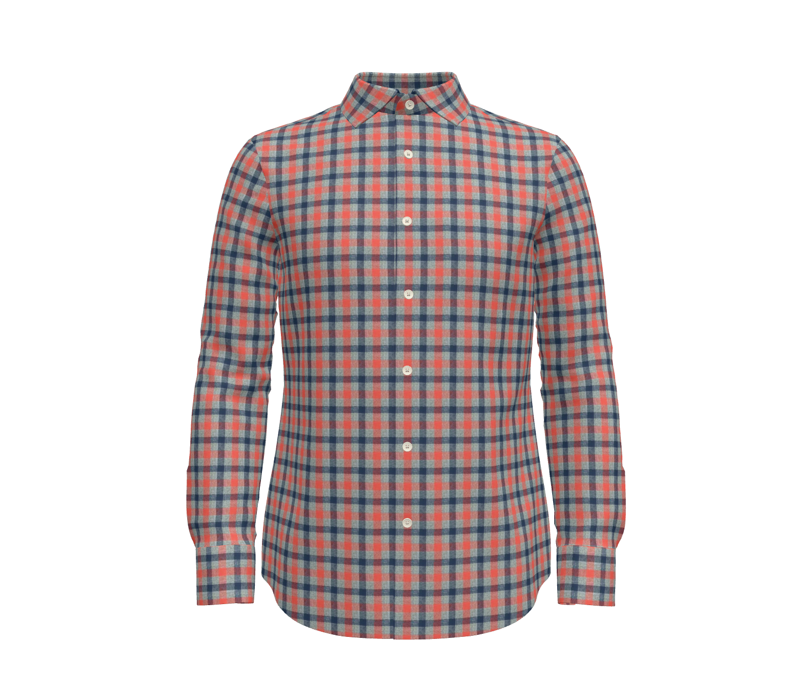 Blue, Orange and Grey Plaid Shirt