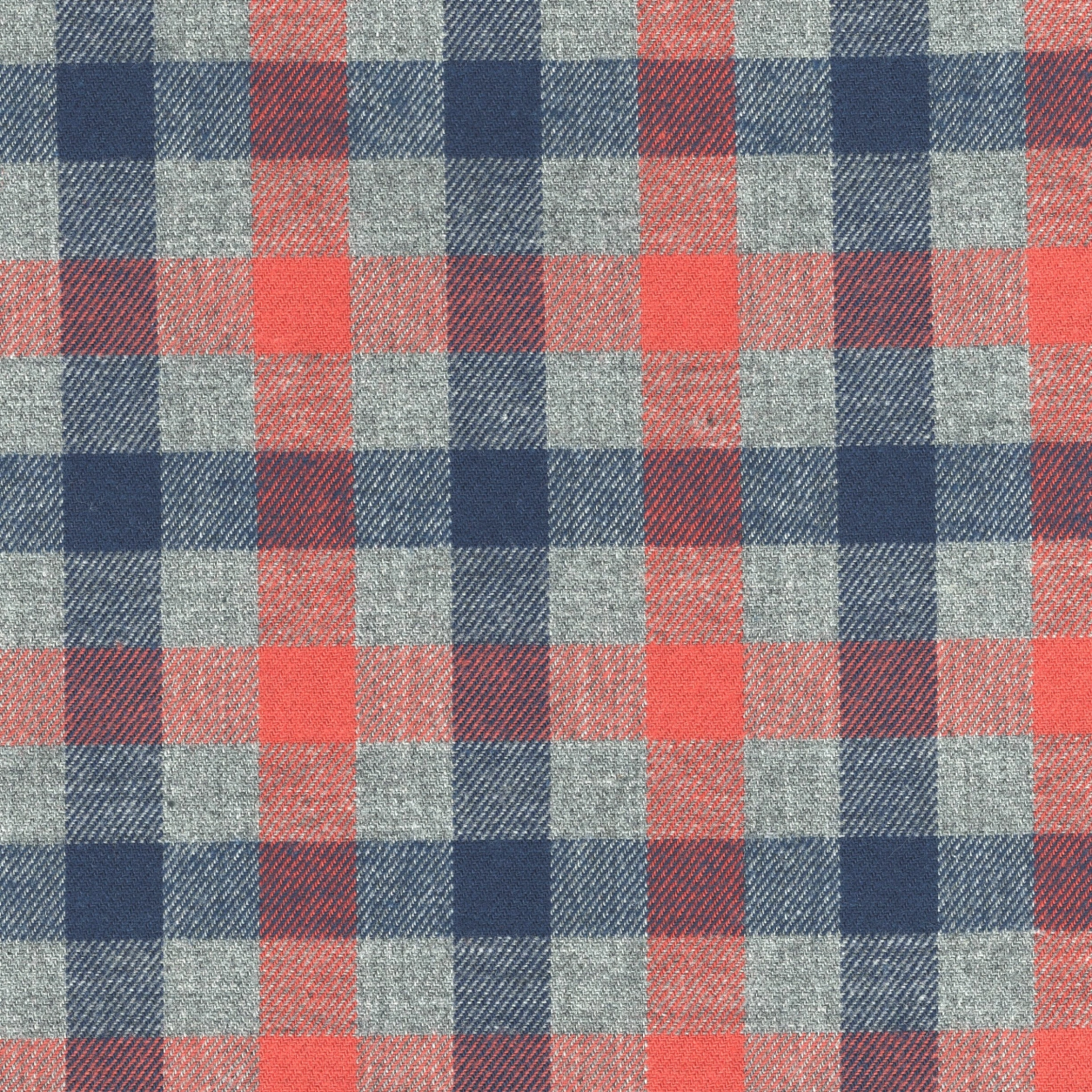 Blue, Orange and Grey Plaid Shirt