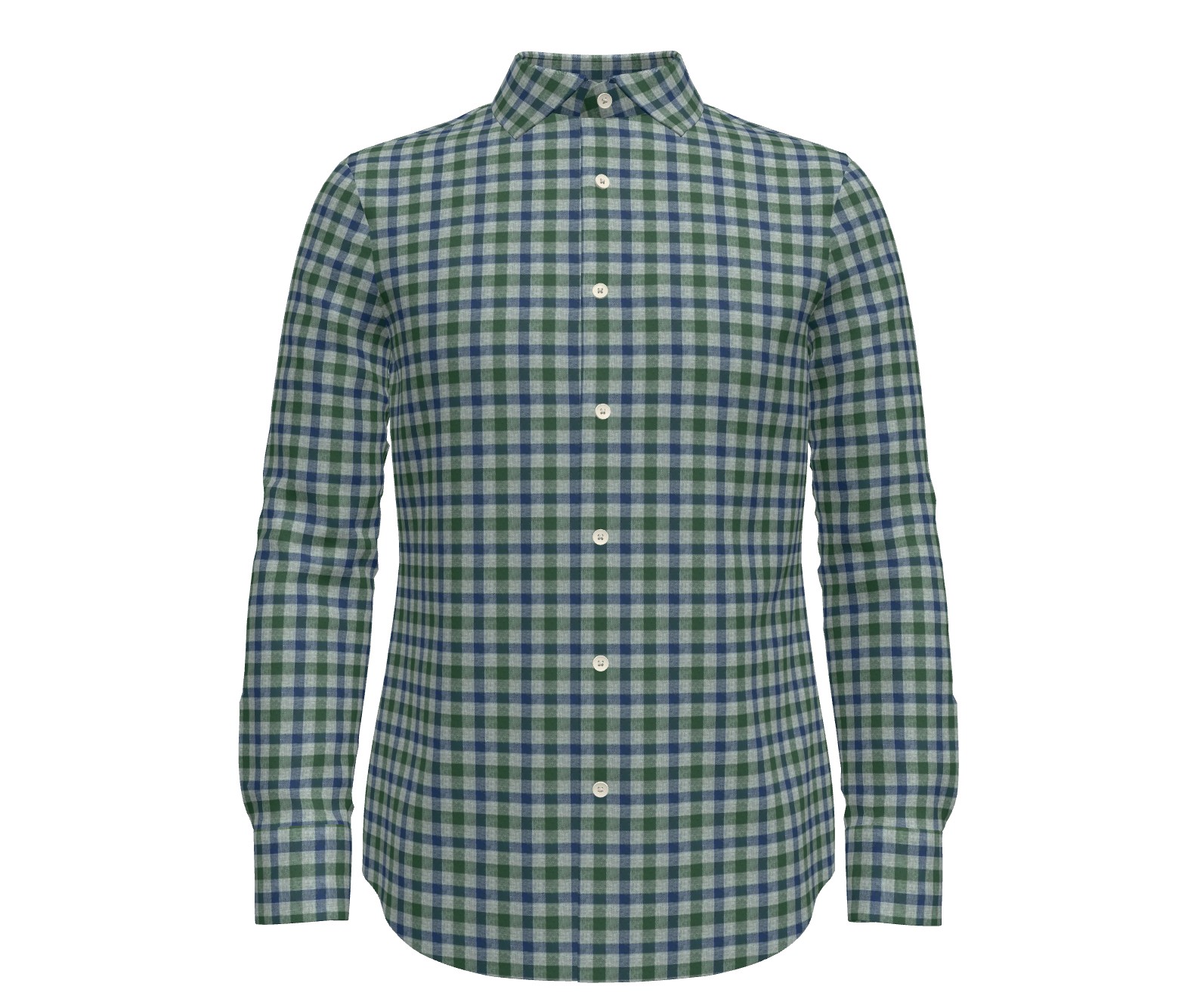 Blue, Green and Grey Plaid Shirt
