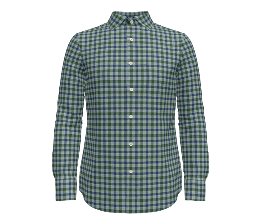 Blue, Green and Grey Plaid Shirt