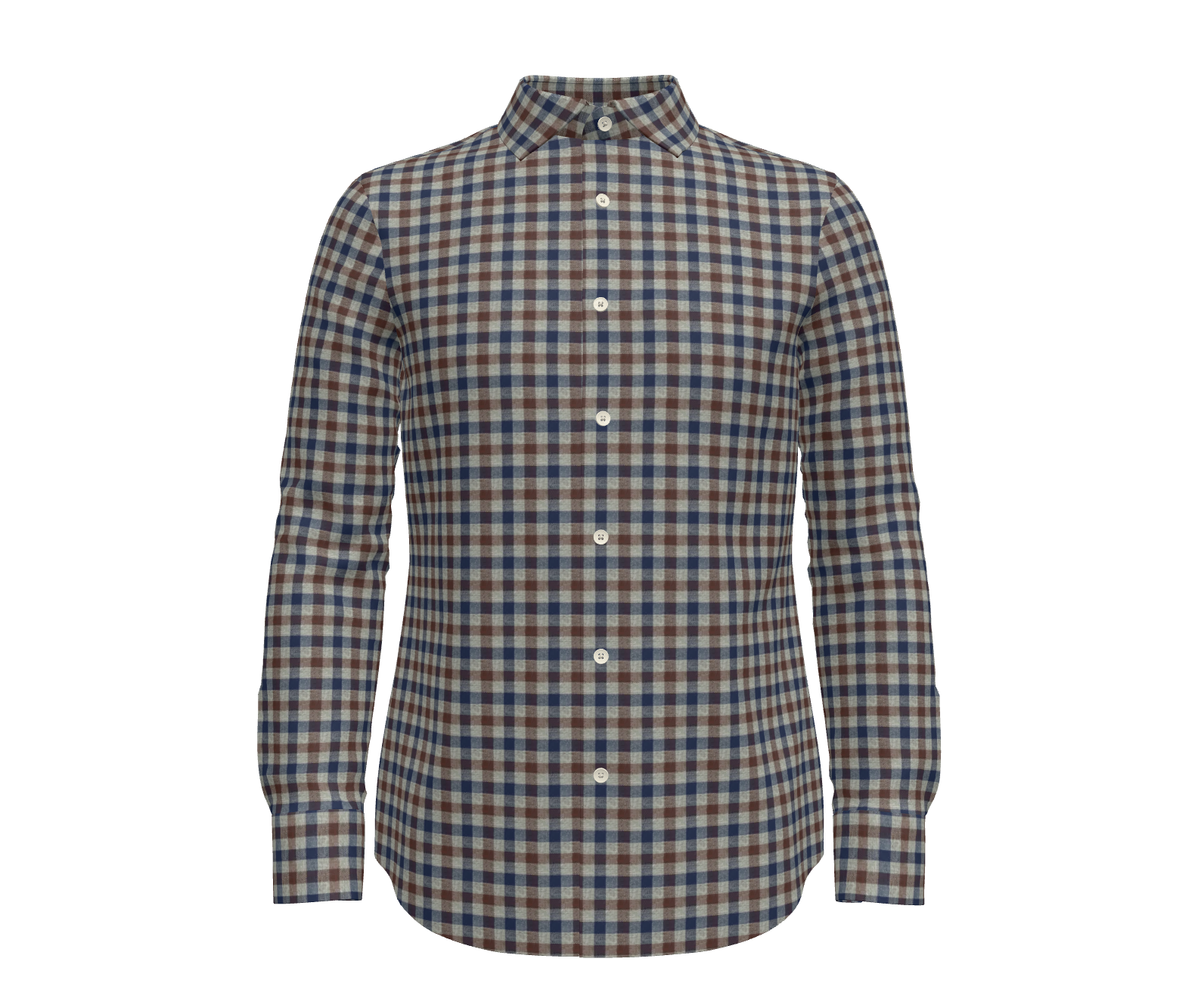 Blue, Brown and Grey Plaid Shirt