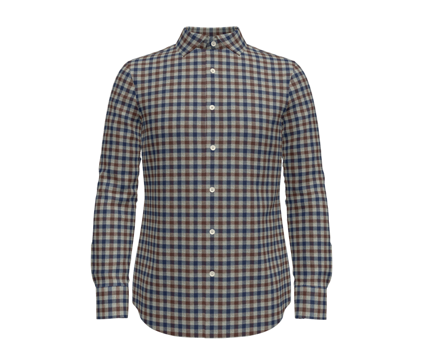 Blue, Brown and Grey Plaid Shirt