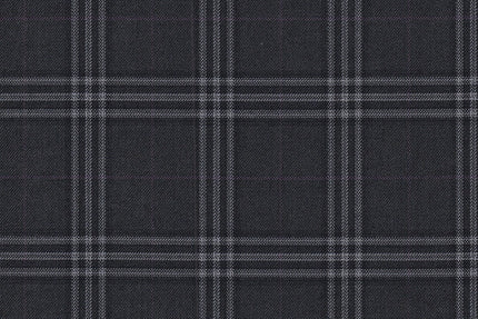 JT-2195003/G1-22968 Dark Grey With Silver & Purple Windowpane Suit Fabric