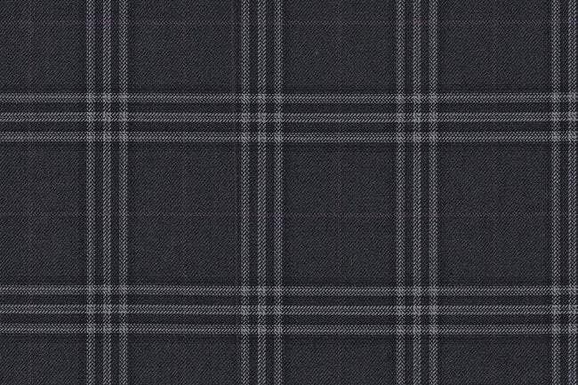JT-2195003/G1-22968 Dark Grey With Silver & Purple Windowpane Pants Fabric