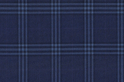 JT-2195004/G1-22969 Royal Blue With Light Blue & Purple Windowpane Suit Fabric