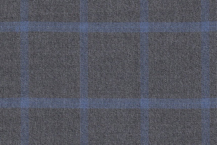 JT-2195006/G1-22971 Grey With Light Blue Windowpane Suit Fabric