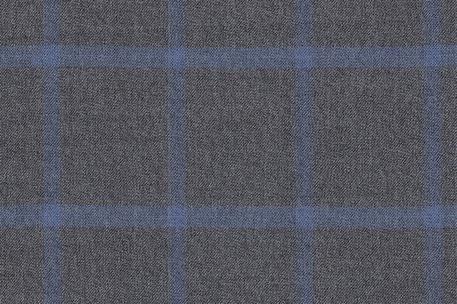 JT-2195006/G1-22971 Grey With Light Blue Windowpane Vest Fabric