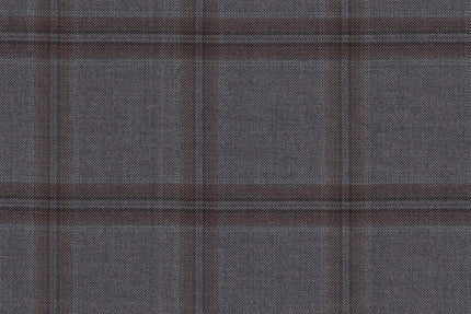 JT-2195008/G1-22973 Grey With Brown Windowpane Suit Fabric