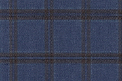 JT-2195009/G1-22974 Denim Blue With Brown Windowpane Suit Fabric