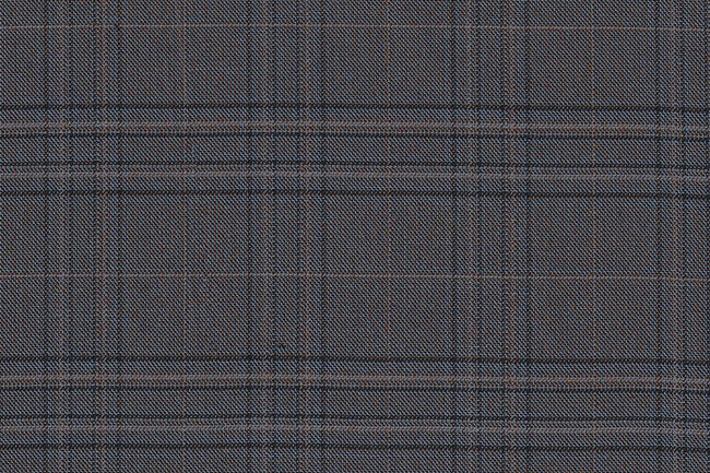 JT-2195010/G1-22975 Grey With Blue & Brown Check Vest Fabric