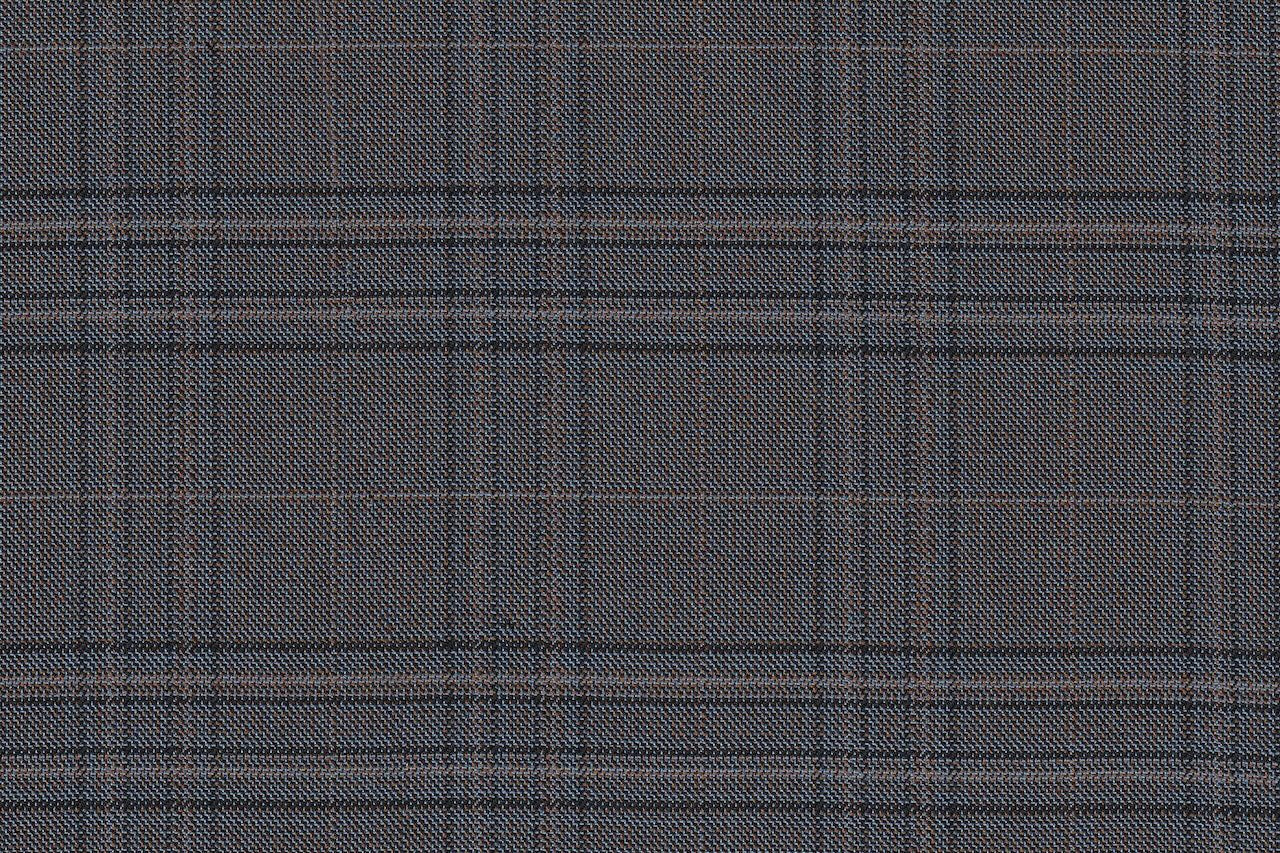JT-2195010/G1-22975 Grey With Blue & Brown Check Suit Fabric
