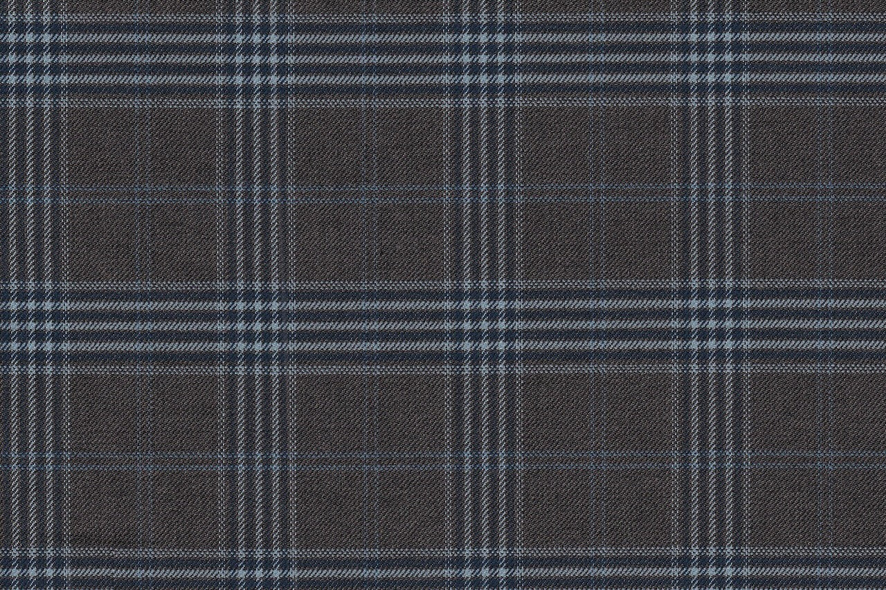 JT-2195013/G1-22978 Desert Taupe With Light Blue Check Pants Fabric