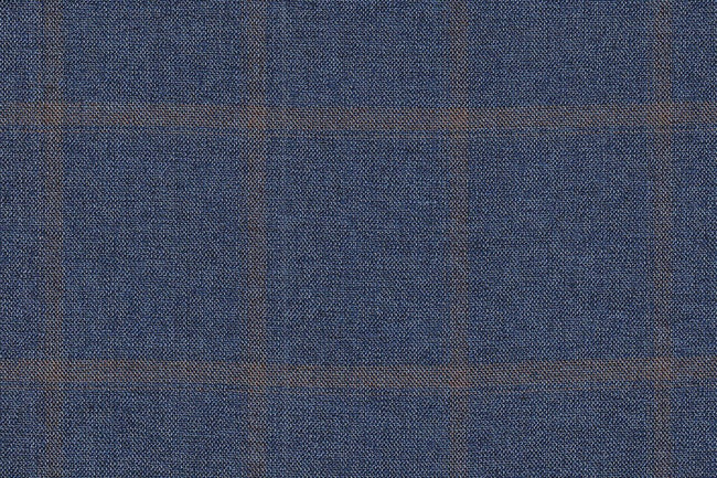 JT-2195016/G1-22981 Denim Blue With Brown Windowpane Vest Fabric