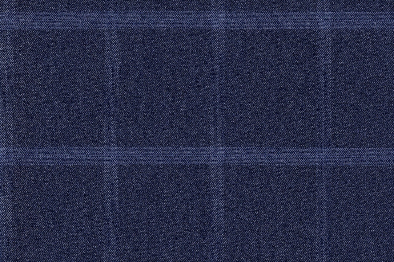 JT-2195017/G1-22982 Royal Blue With Light Blue Windowpane Vest Fabric