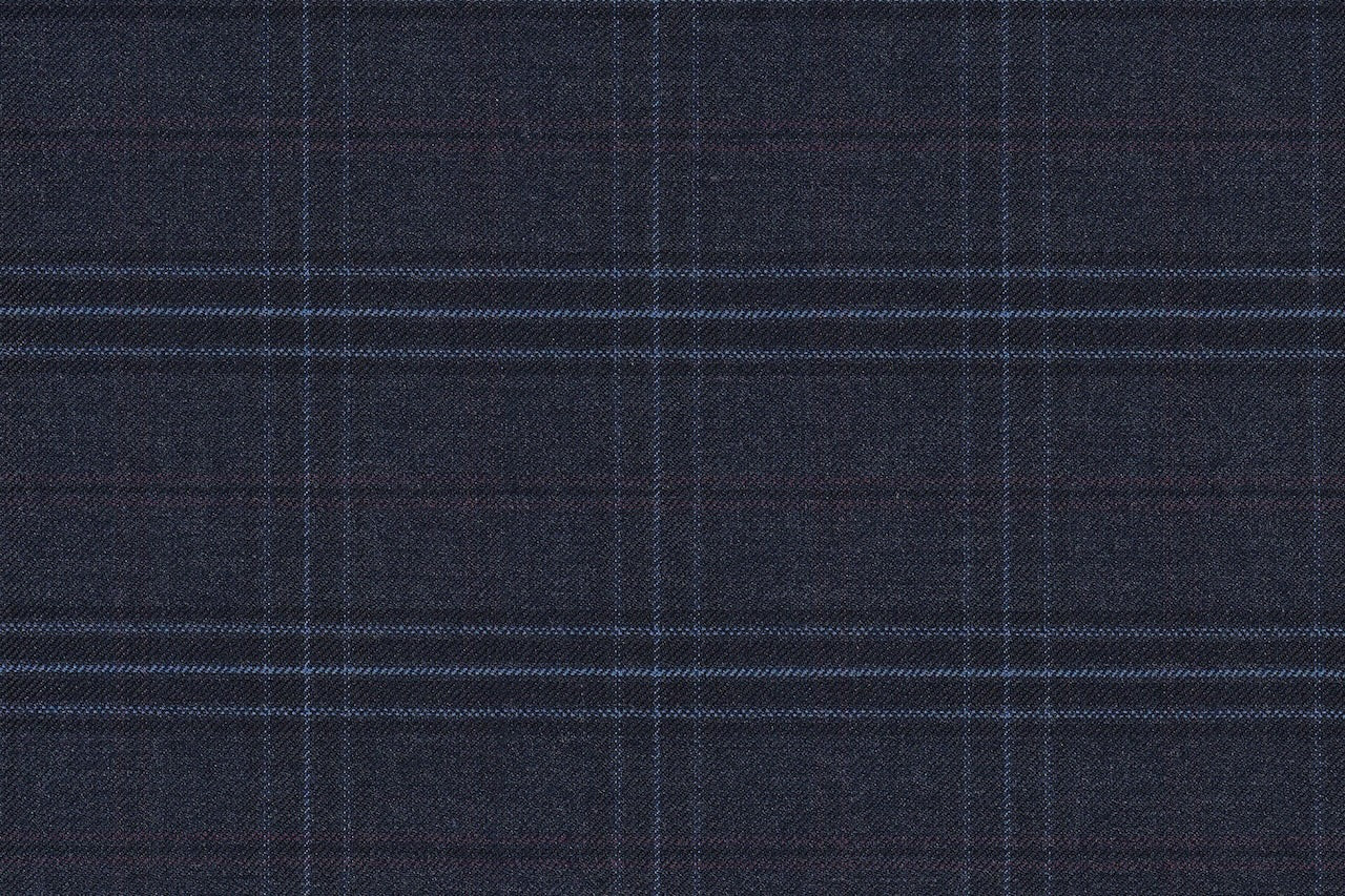 JT-2195020/G1-22985 Blue Grey With Maroon & Light Blue Windowpane Vest Fabric