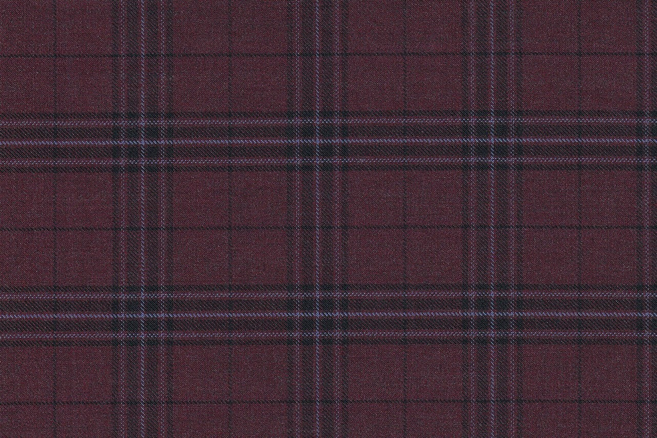 JT-2195021/G1-22986 Vintage Red With Black & Light Blue Windowpane Suit Fabric