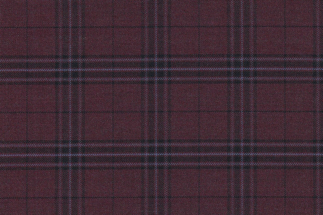 JT-2195021/G1-22986 Vintage Red With Black & Light Blue Windowpane Suit Fabric