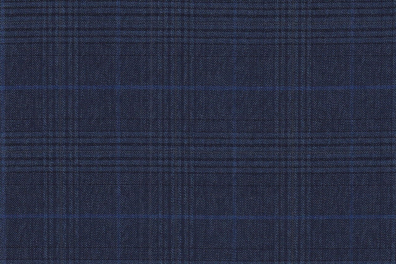 JT-2195030/G1-22995 Blue With Brown & Navy Check Vest Fabric