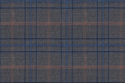 JT-2195033/G1-22998 Grey With Copper & Navy Check Suit Fabric