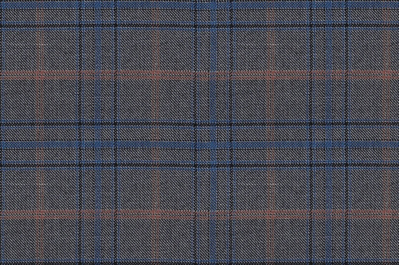 JT-2195033/G1-22998 Grey With Copper & Navy Check Jacket Fabric