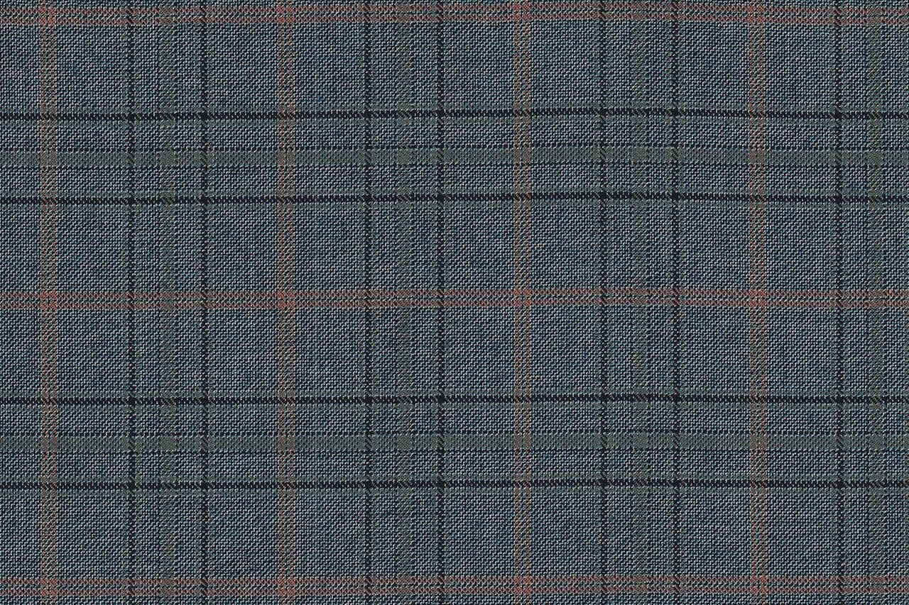 JT-2195035/G1-23000 Teal With Green & Copper Check Vest Fabric