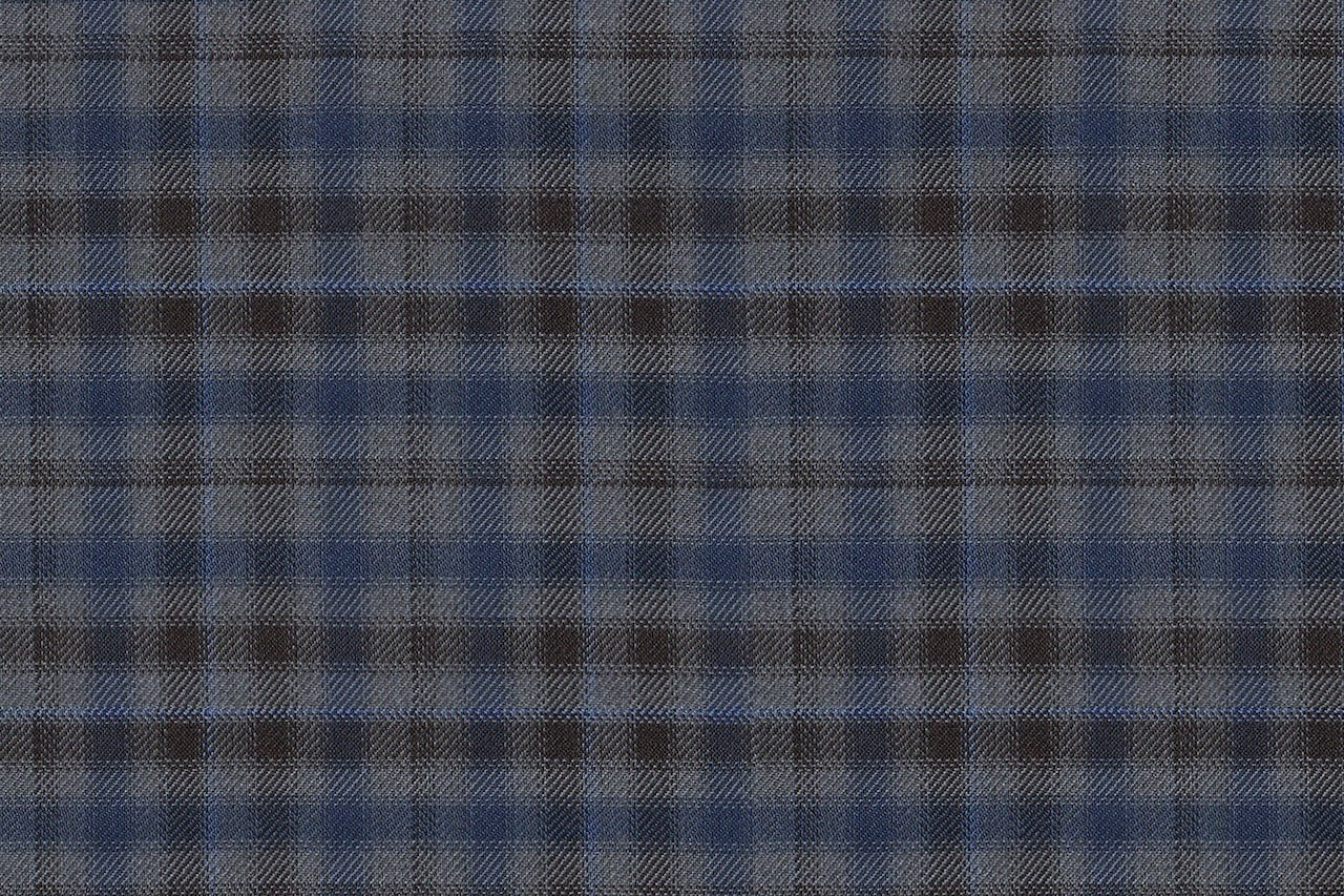 JT-2195037/G1-23002 Grey , Brown & Blue Check Suit Fabric