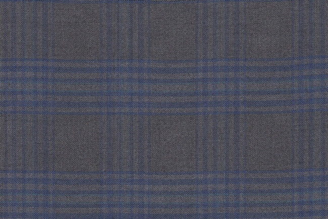 JT-2195039/G1-23004 Light Grey With Blue Check Suit Fabric