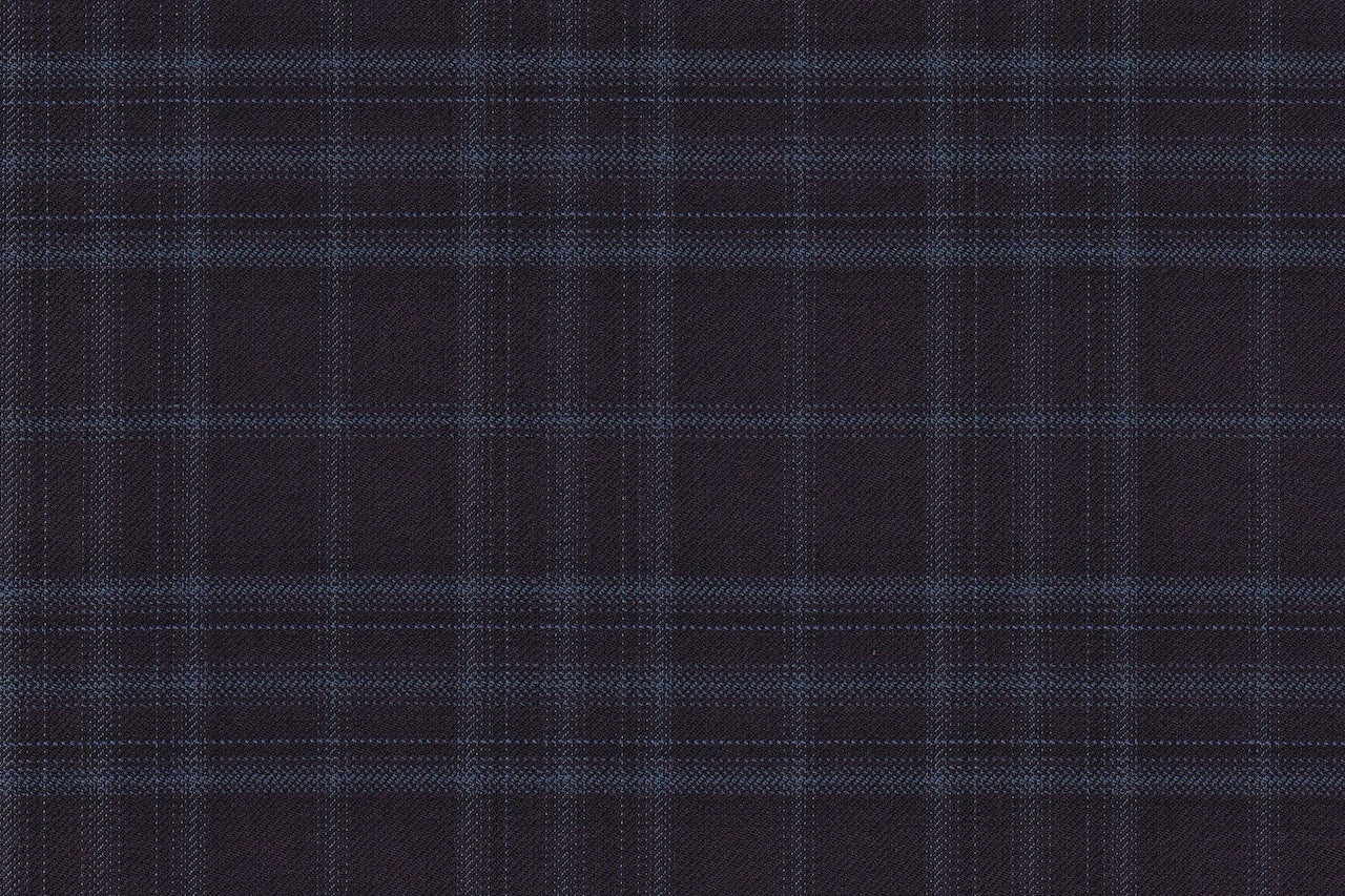 JT-2195045/G1-23010 Dark Plum With Teal Check Pants Fabric