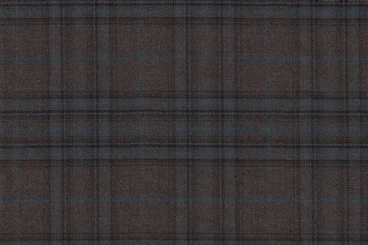 JT-2195047/G1-23012 Dark Brown With Teal Check Jacket Fabric