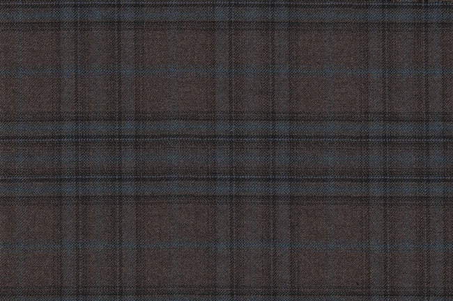 JT-2195047/G1-23012 Dark Brown With Teal Check Suit Fabric