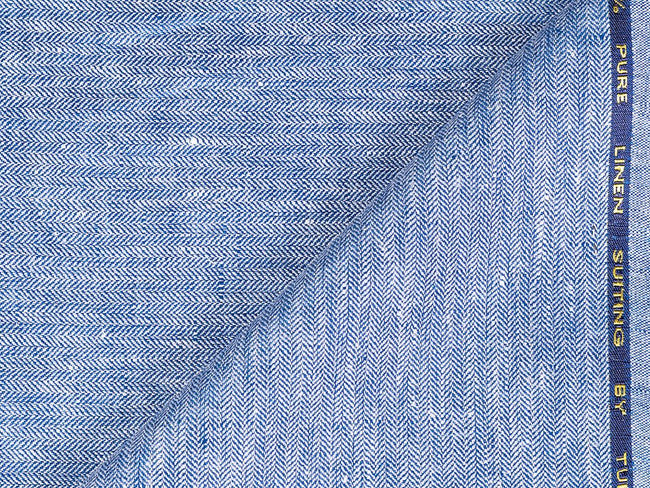 LTL 30/T3-23194 Blue Herringbone Linen Pants Fabric