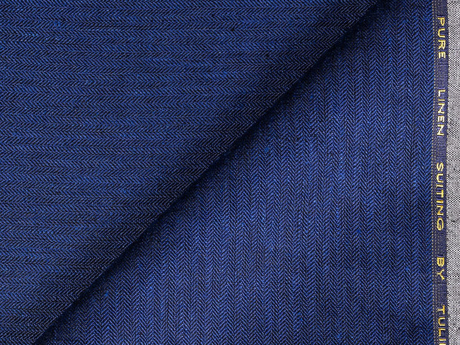 LTL 31/T3-23195 Navy Herringbone Linen Pants Fabric
