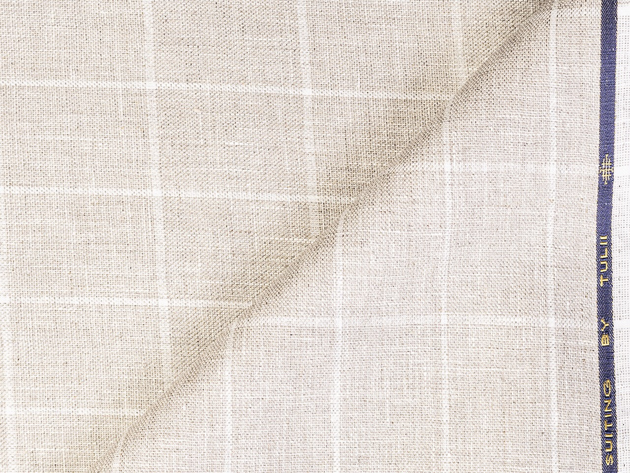LTL 33/T3-23140 Beige Check Linen Pants Fabric