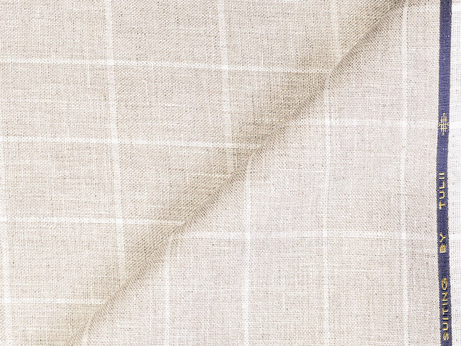 LTL 33/T3-23140 Beige Check Linen Pants Fabric