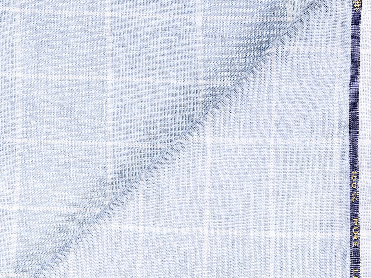 LTL 34/T3-23141 Baby Blue Check Linen Suit Fabric
