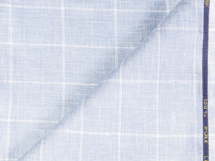 LTL 34/T3-23141 Baby Blue Check Linen Suit Fabric