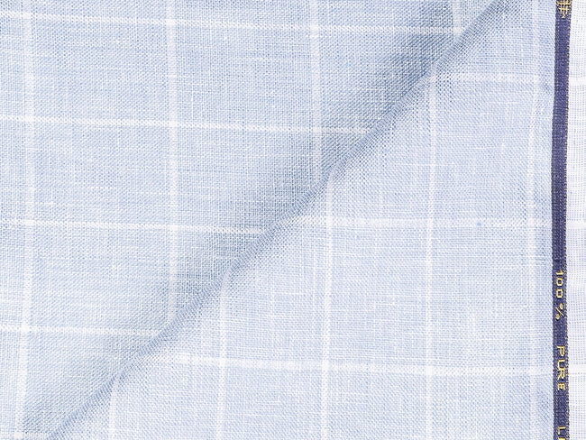 LTL 34/T3-23141 Baby Blue Check Linen Vest Fabric